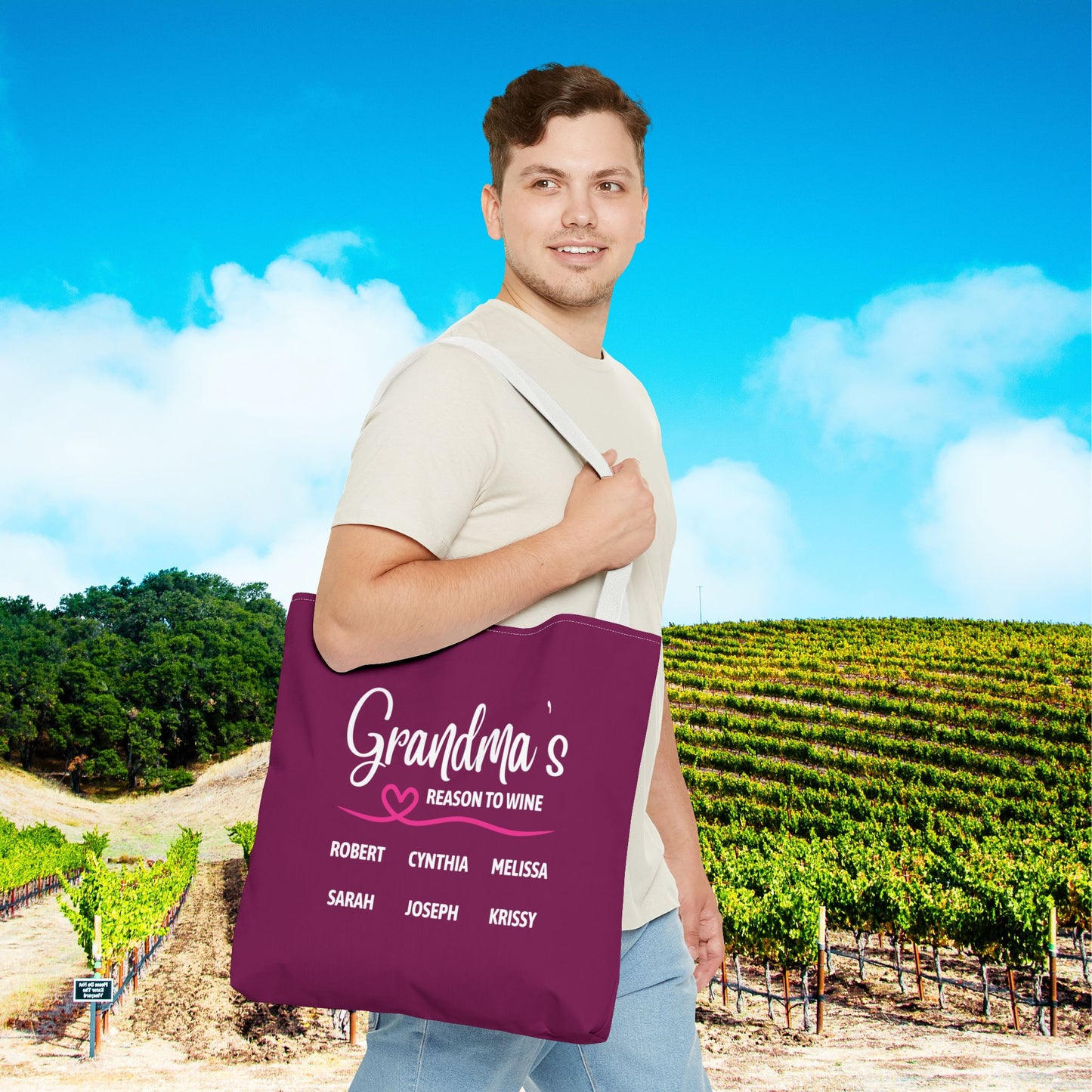 Grandma's Reason To Wine Personalized Tote Bag
