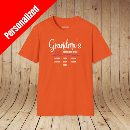 Grandma's Reason To Wine Personalized T-Shirt