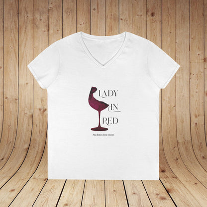 Lady In Red Ladies V-Neck Tee