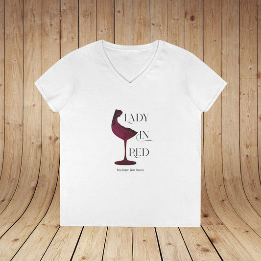 Lady In Red Ladies V-Neck Tee