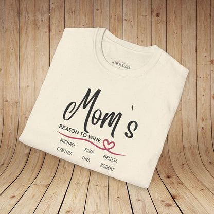 Mom's Reason To Wine Personalized Tee