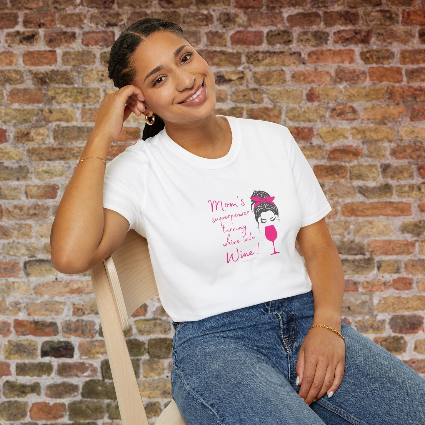 Mom's superpower, turning whine into Wine! Crewneck Tee