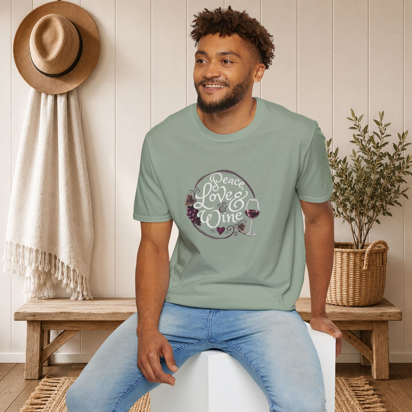 Peace, Love & Wine Crewneck Tee