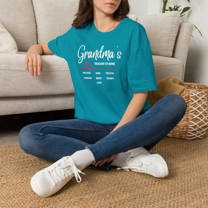 Grandma's Reason To Wine Personalized Crew Neck T-Shirt