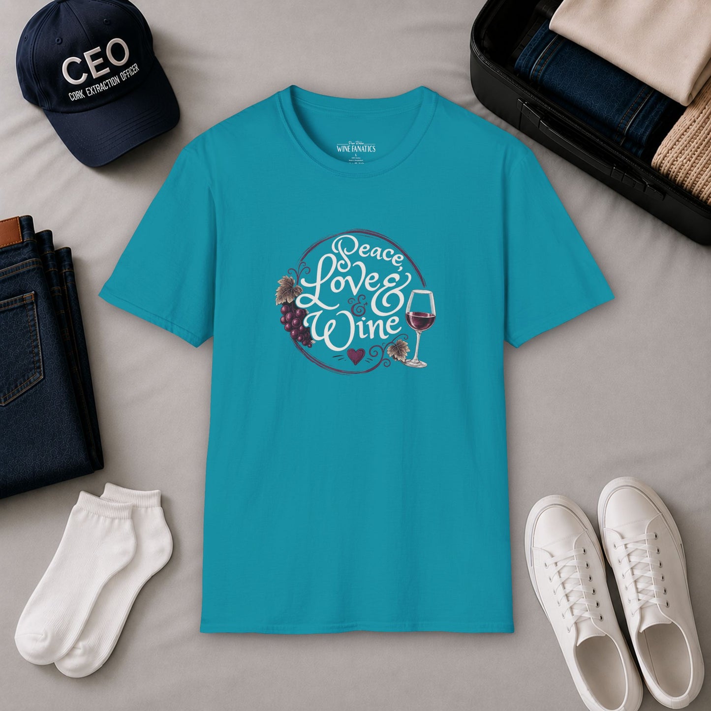 Peace, Love & Wine Crewneck Tee