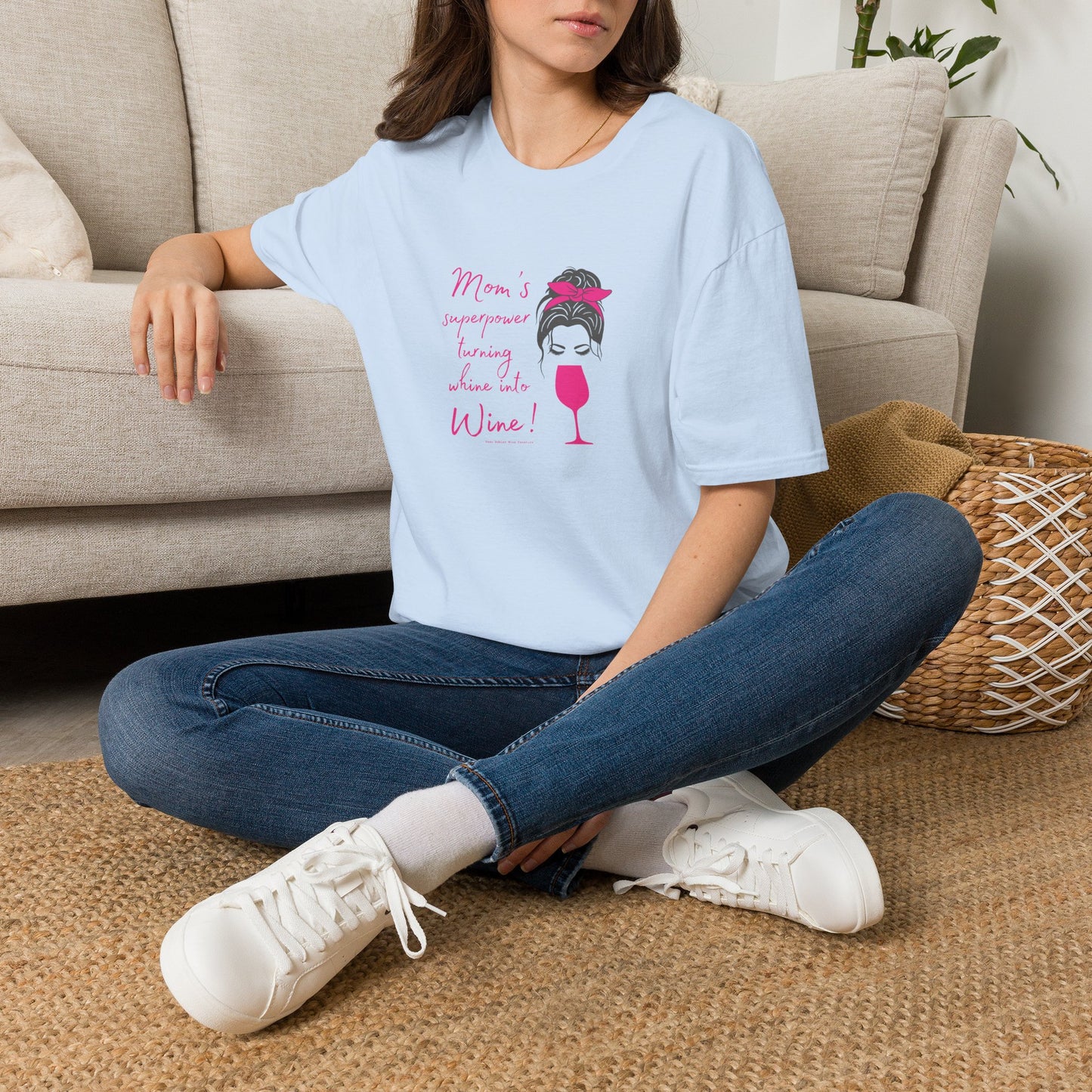 Mom's superpower, turning whine into Wine! Crewneck Tee