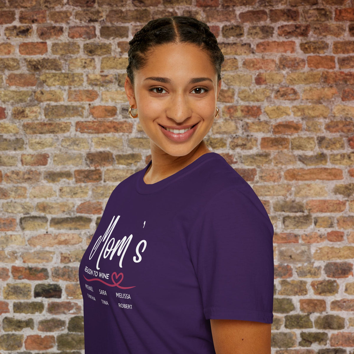 Mom's Reason To Wine Personalized Crew Neck Tee