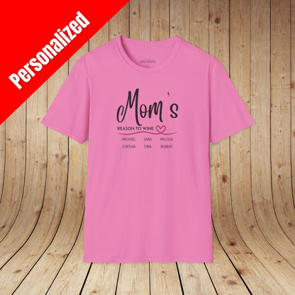 Mom's Reason To Wine Personalized Tee
