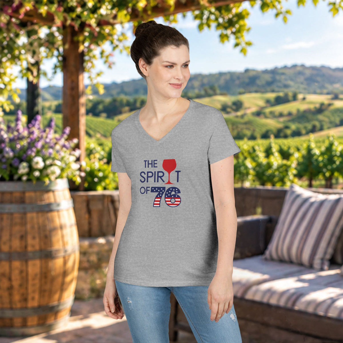 The Spirit of 76 Independence Day Ladies V-Neck Tee
