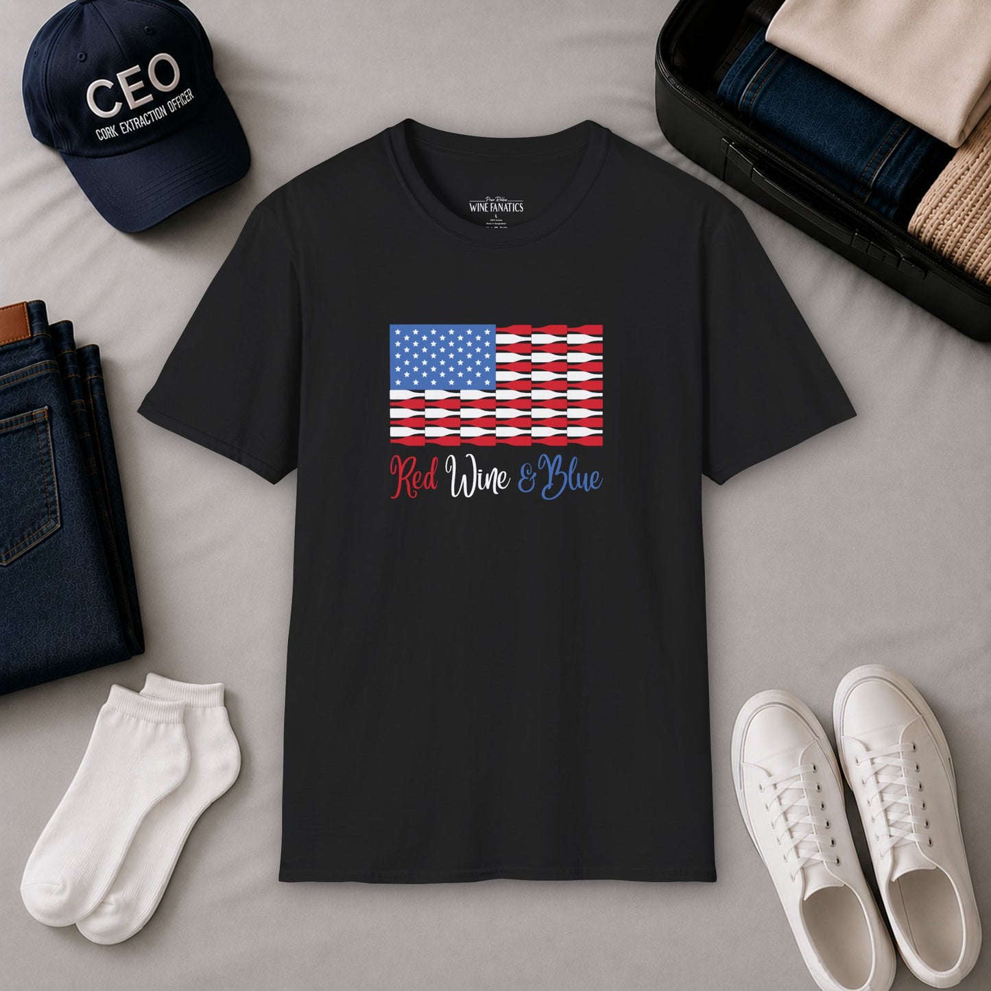 Red Wine & Blue Independence Day Unisex Softstyle T-Shirt