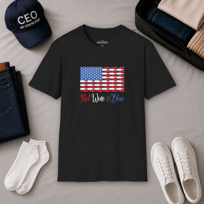 Red Wine & Blue Independence Day Unisex Softstyle T-Shirt