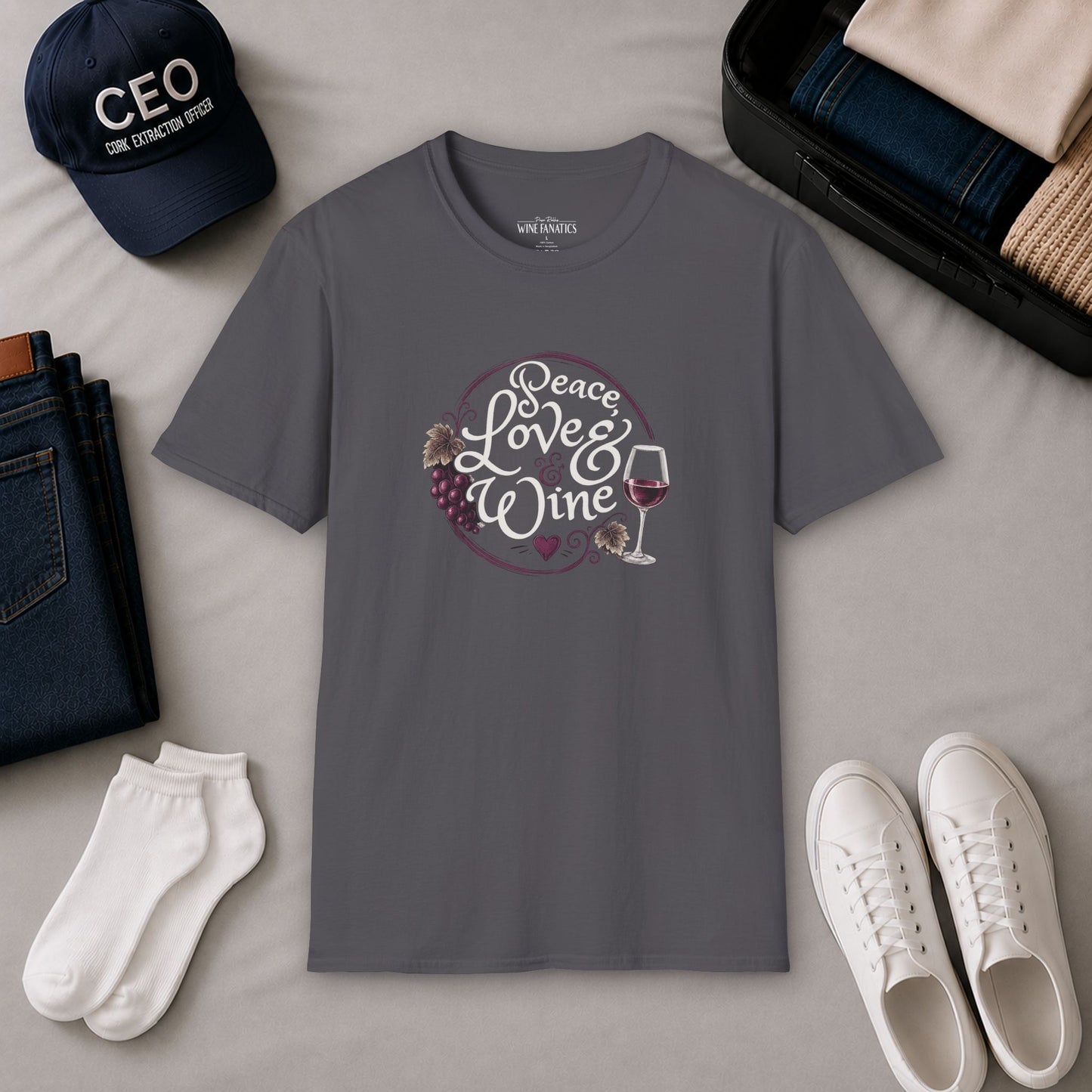 Peace, Love & Wine Crewneck Tee