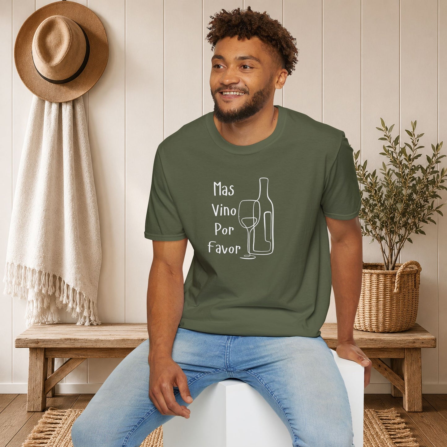 Mas Vino Por Favor Crewneck Tee