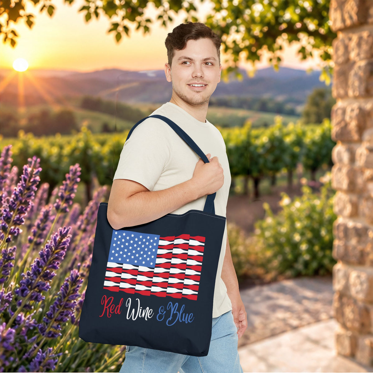 Red Wine & Blue Independence Day Personalized Tote Bag