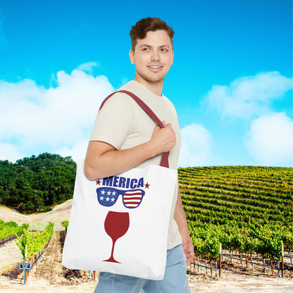 Merica (wine glass) Independence Day Personalized Tote Bag