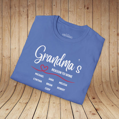 Grandma's Reason To Wine Personalized T-Shirt