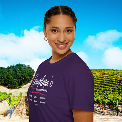 Grandma's Reason To Wine Personalized T-Shirt