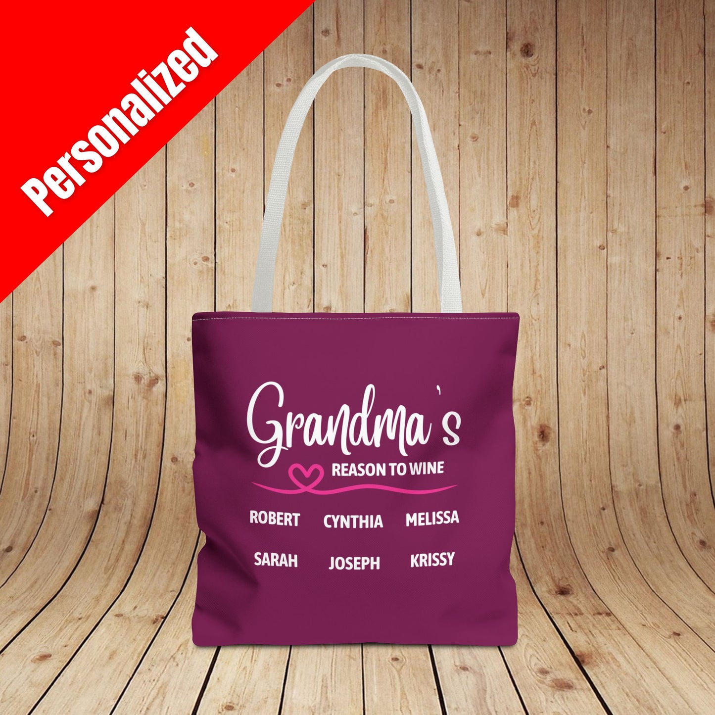 Grandma's Reason To Wine Personalized Tote Bag
