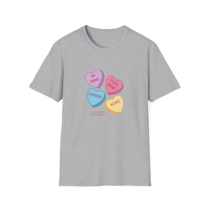 Wine Conversation Hearts Unisex Softstyle T-Shirt