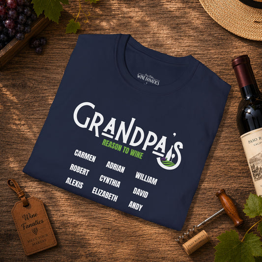 Grandpa's Reason To Wine Personalized Crew Neck T-Shirt