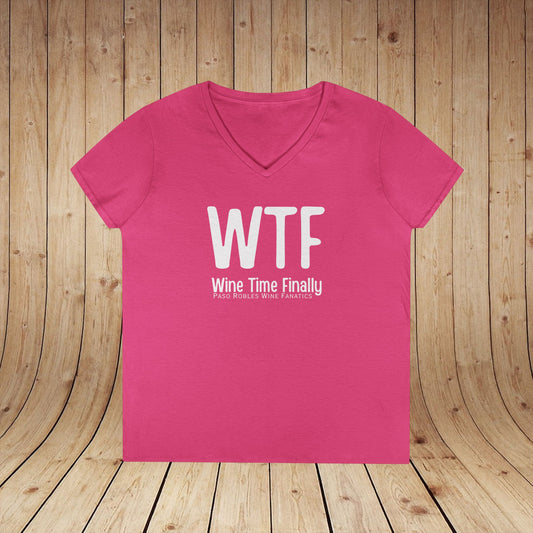 WTF Wine Tasting Finally Ladies V-Neck  Tee
