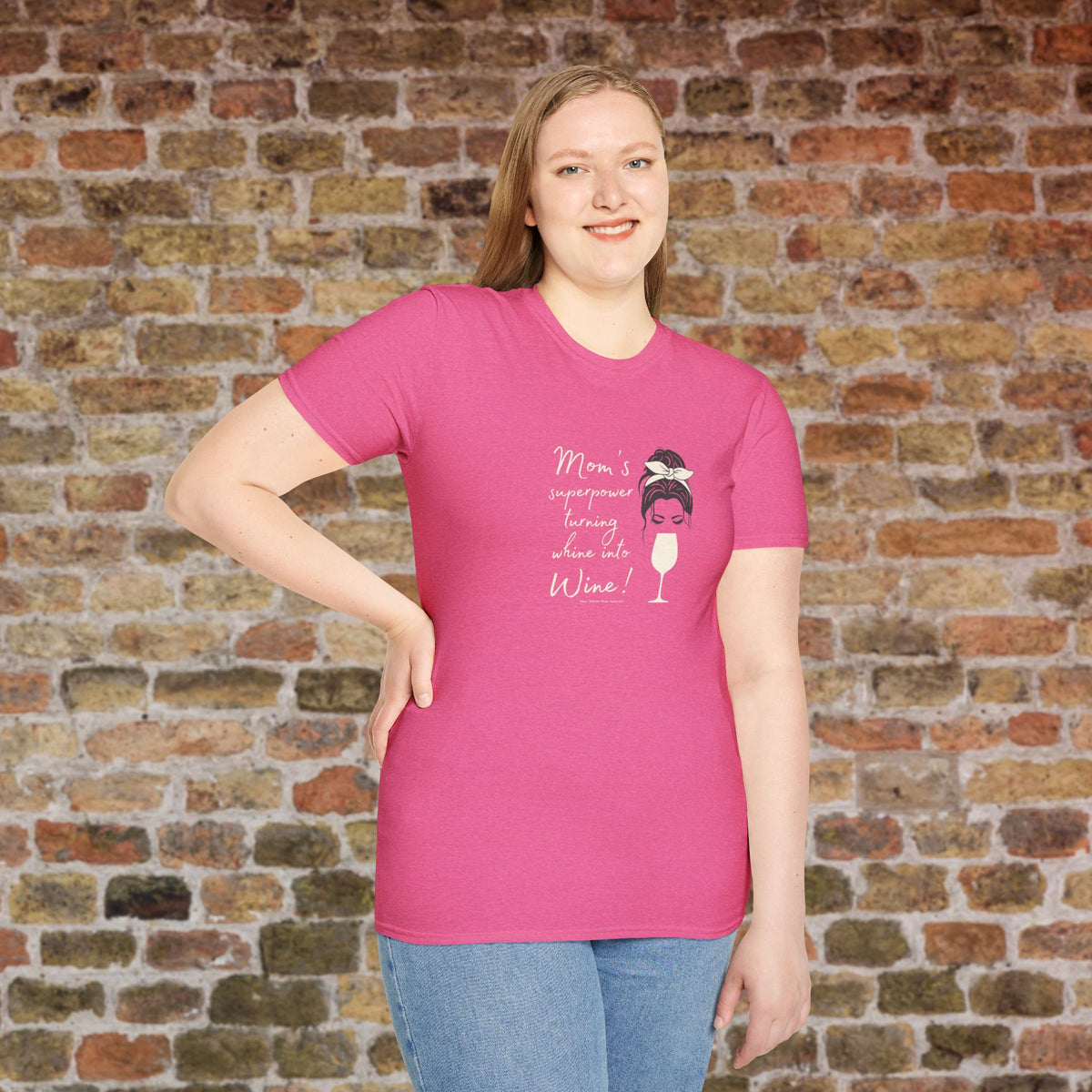 Mom's superpower, turning whine into Wine! Crewneck Tee