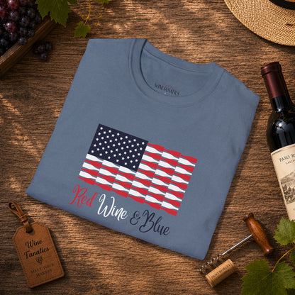 Red Wine & Blue Independence Day Unisex Softstyle T-Shirt