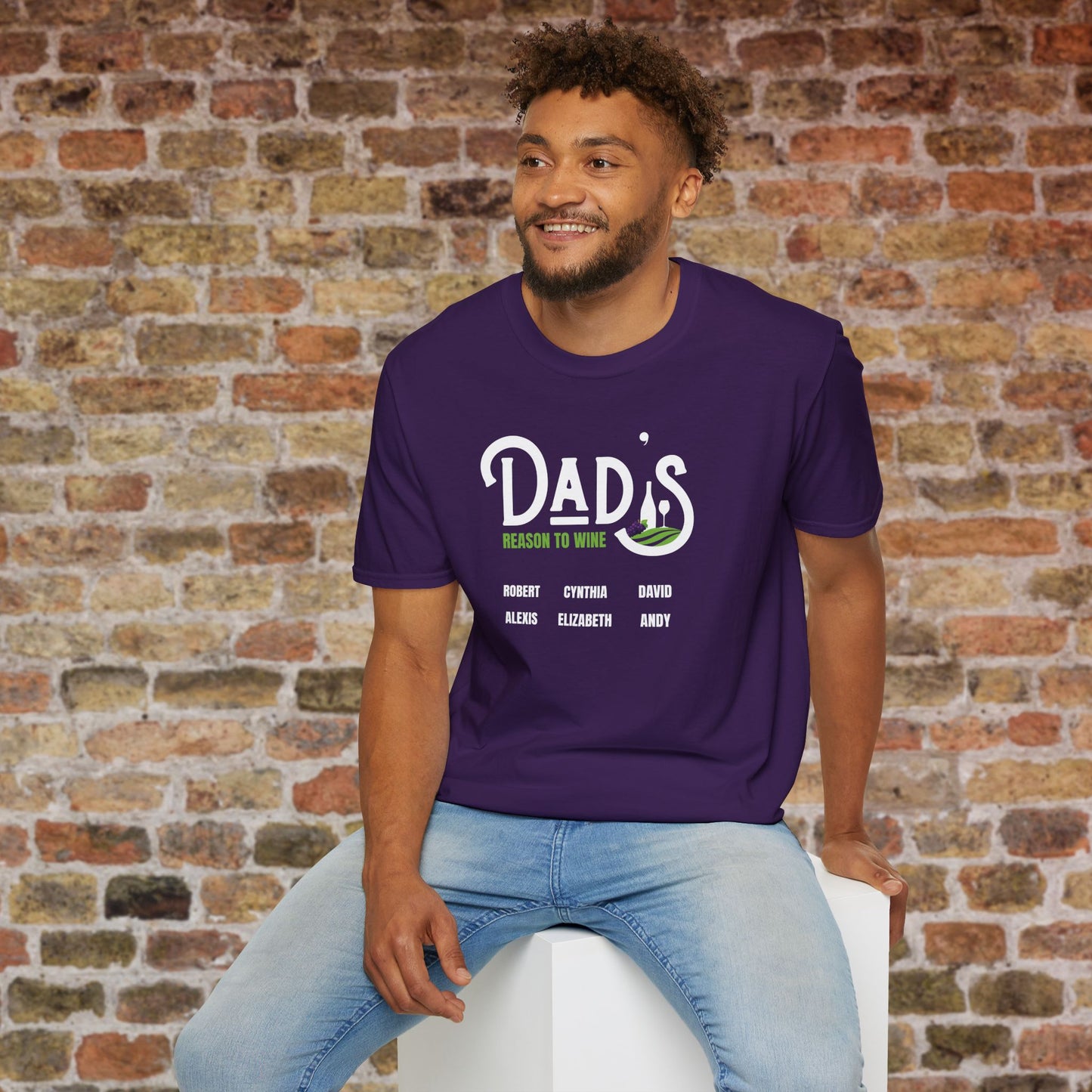 Dad's Reason To Wine Personalized Crew Neck T-Shirt