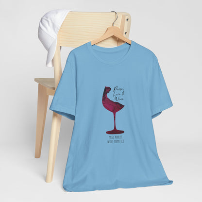 Paso Robles Wine Fanatics "Peace, Love & Wine" Unisex Jersey Short Sleeve Tee