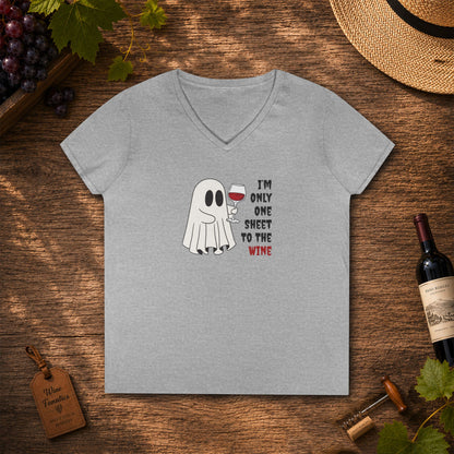 One Sheet To The Wine Ladies V-Neck Tee