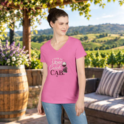 I Took An Uber To Catch A CAB Ladies V-Neck Tee