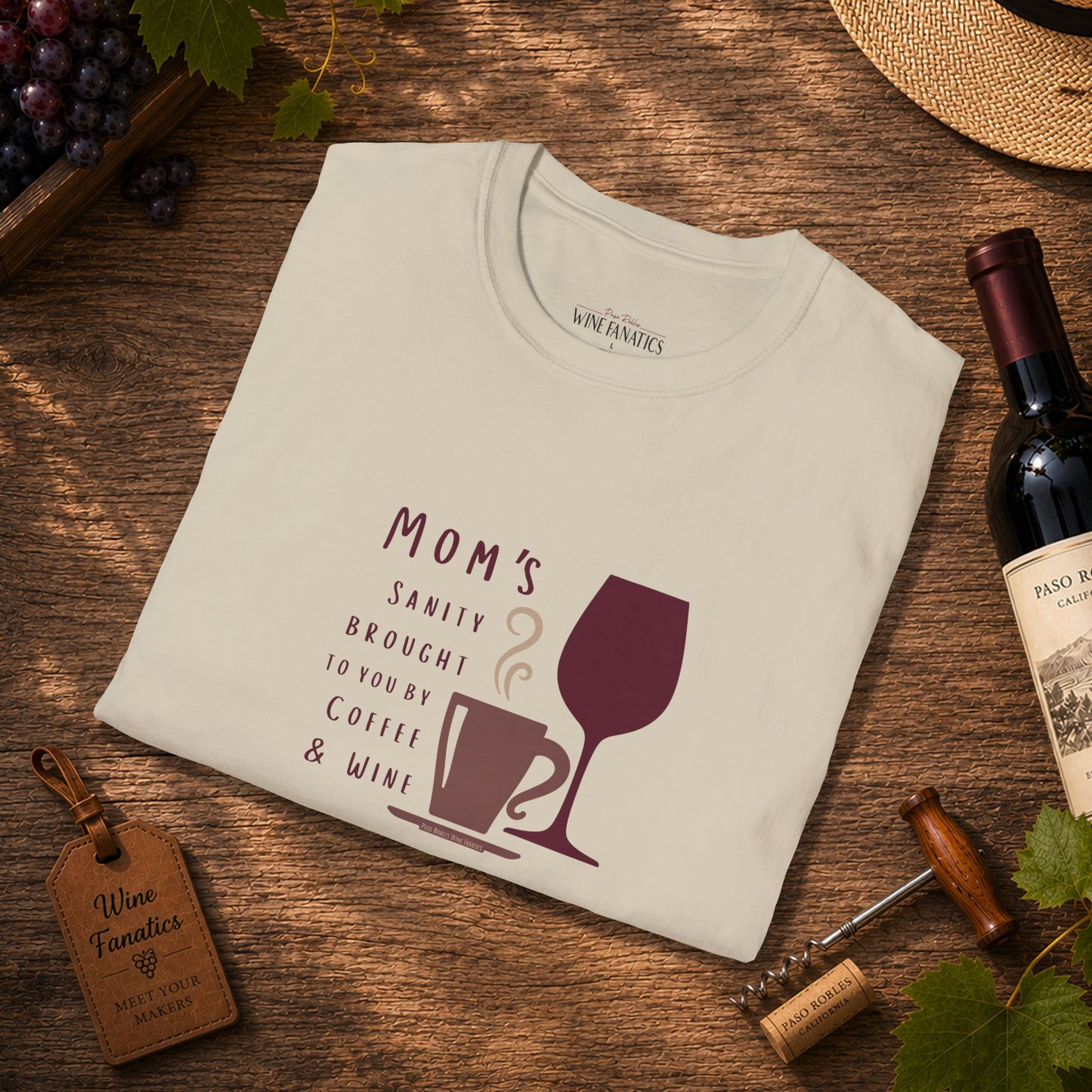 Mom's sanity brought to you by Coffee & Wine Crewneck Tee