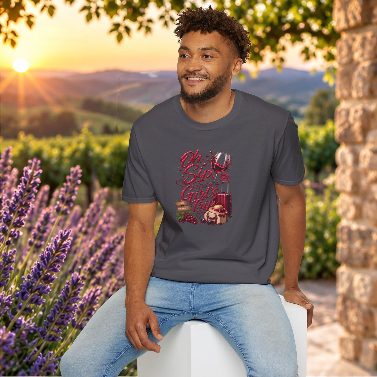 Oh Sip It's A Girl's Trip Personalized Crewneck Tee