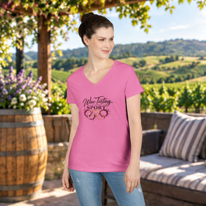 Wine Tasting Is My Favorite Sport Ladies V-Neck T-Shirt