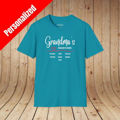 Grandma's Reason To Wine Personalized T-Shirt