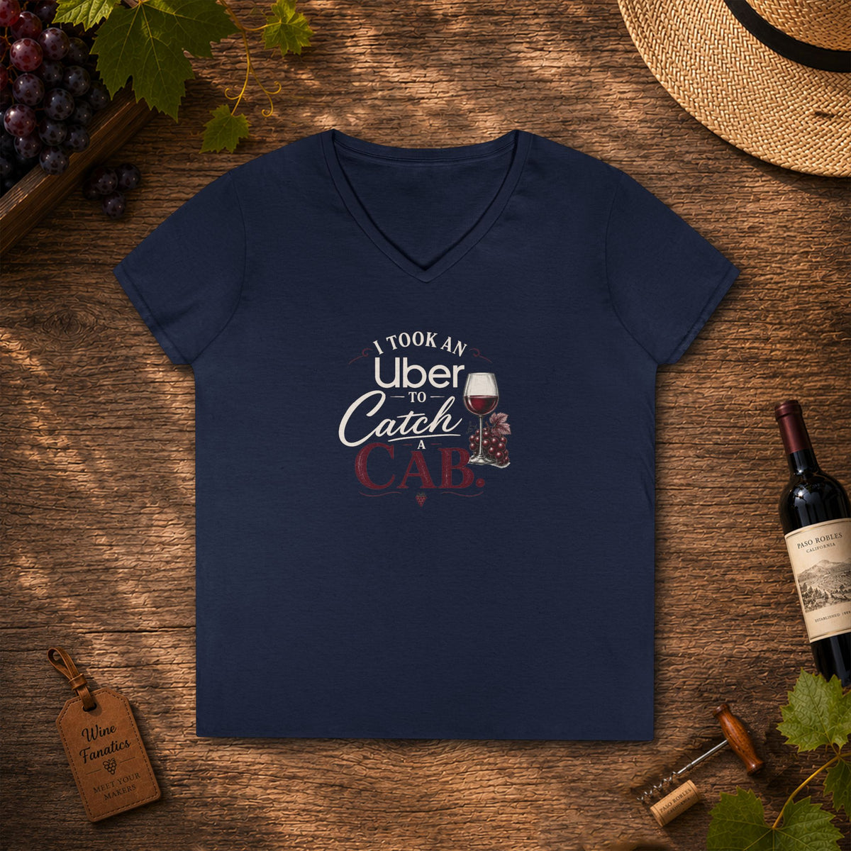 I Took An Uber To Catch A CAB Ladies V-Neck Tee