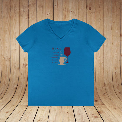 Mom's sanity brought to you by Coffee & Wine Ladies V-Neck Tee