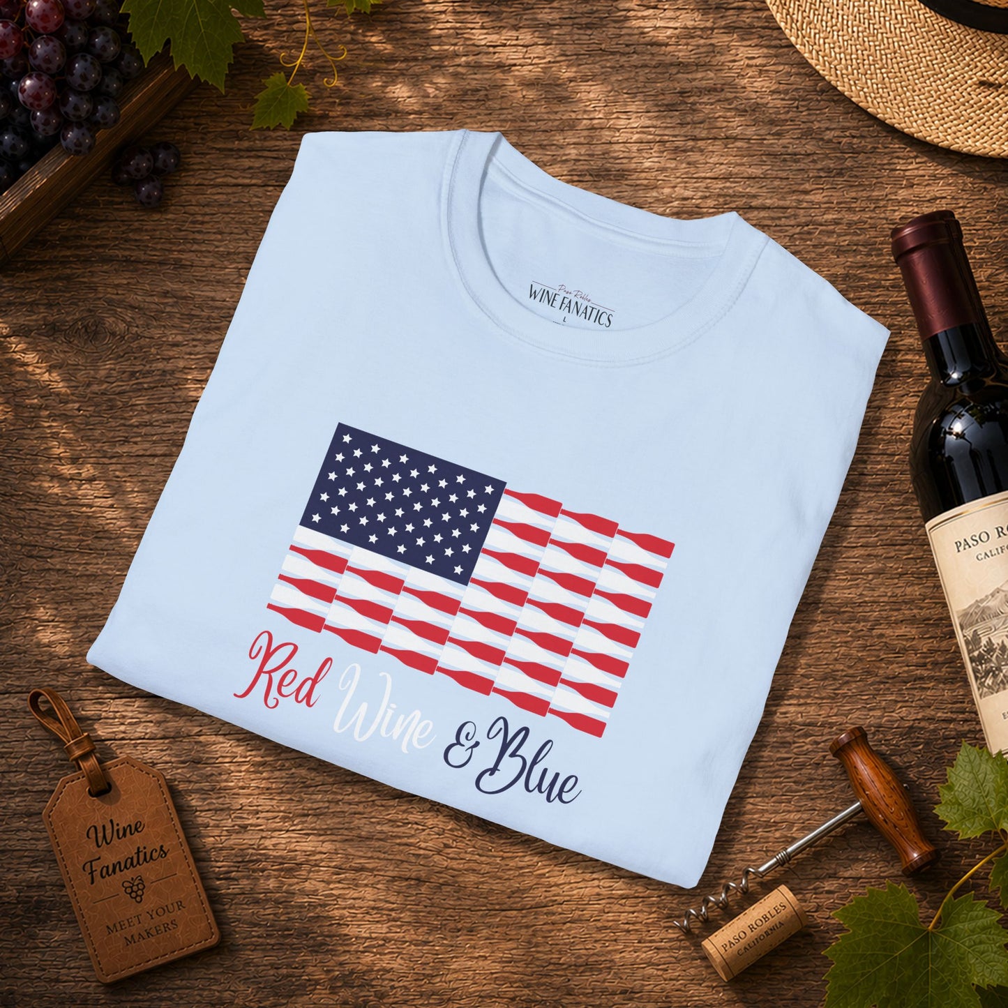Red Wine & Blue Independence Day Unisex Softstyle T-Shirt