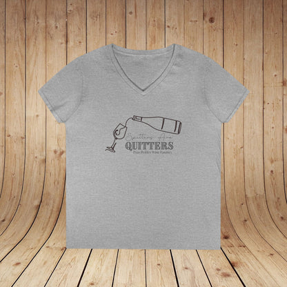 Spitters Are Quitters wine Ladies V-Neck  Tee