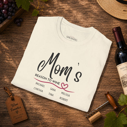 Mom's Reason To Wine Personalized Crew Neck Tee