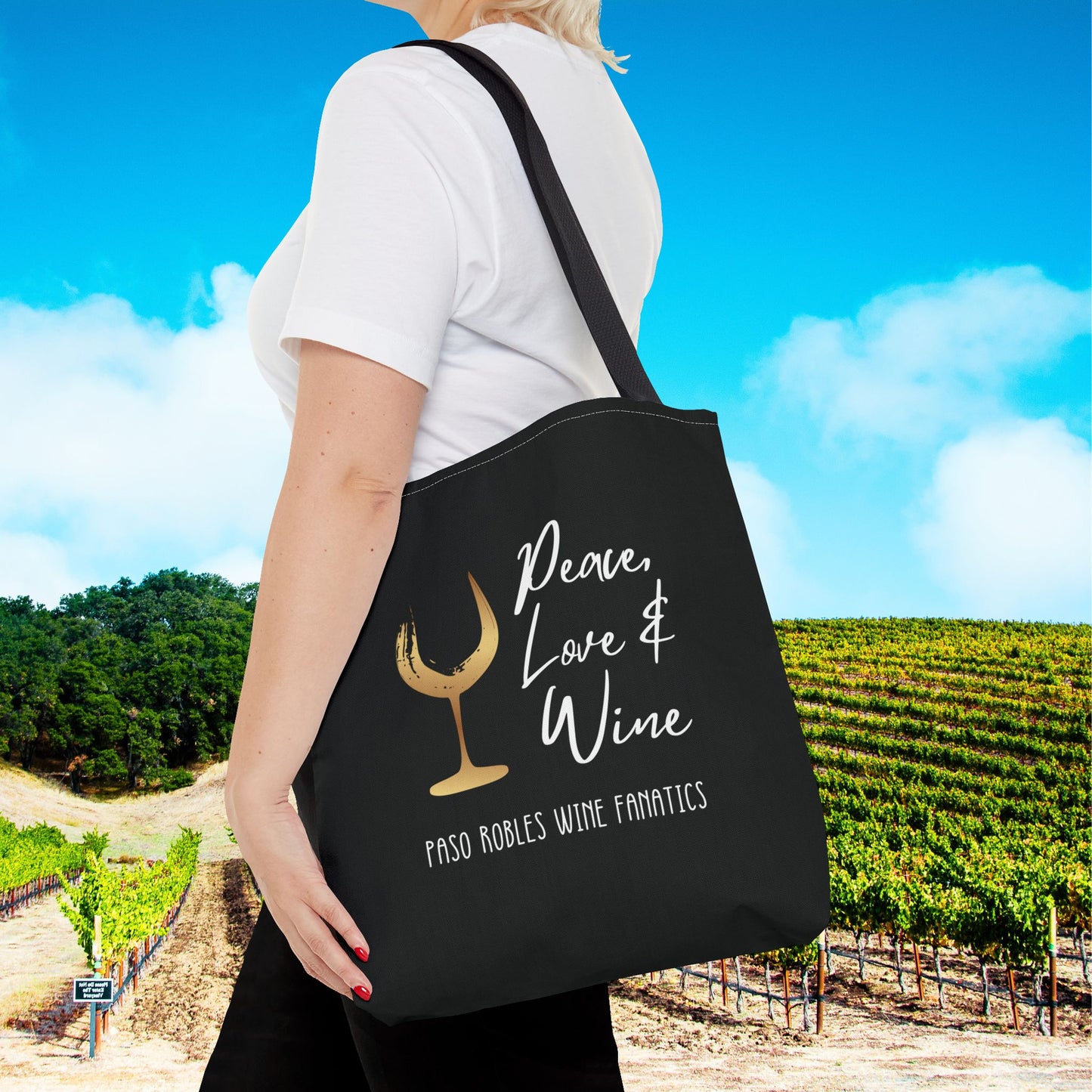 Peace Love Wine Tote Bag