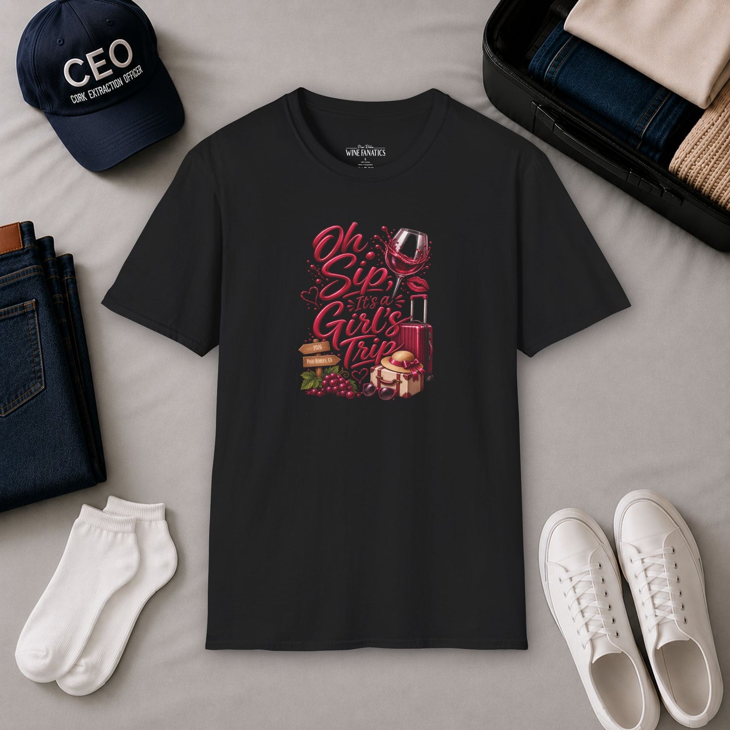 Oh Sip It's A Girl's Trip Personalized Crewneck Tee