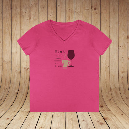 Mom's sanity brought to you by Coffee & Wine Ladies V-Neck Tee