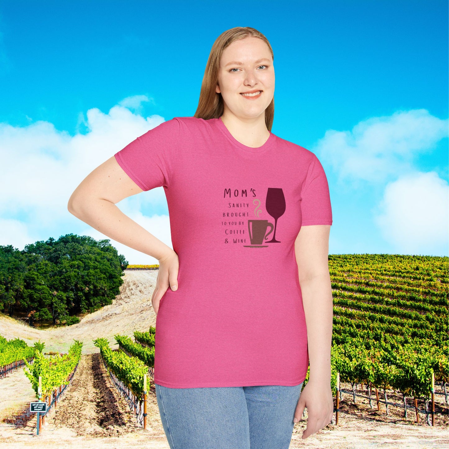 Mom's sanity brought to you by Coffee & Wine Personalized Tee