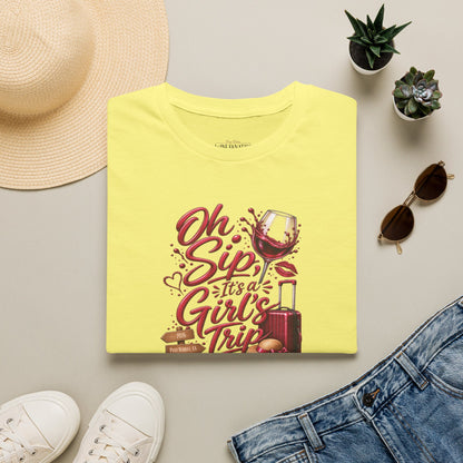 Oh Sip It's A Girl's Trip Personalized Crewneck Tee