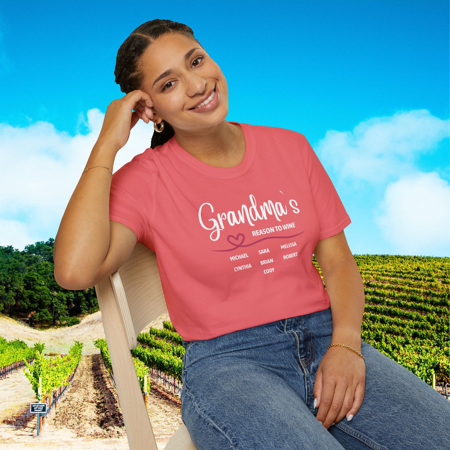 Grandma's Reason To Wine Personalized T-Shirt