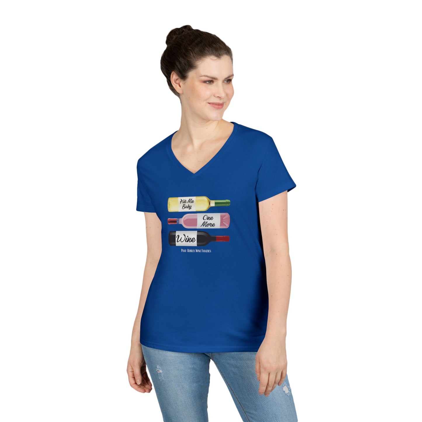 Hit Me Baby One More Wine Ladies V-Neck  Tee