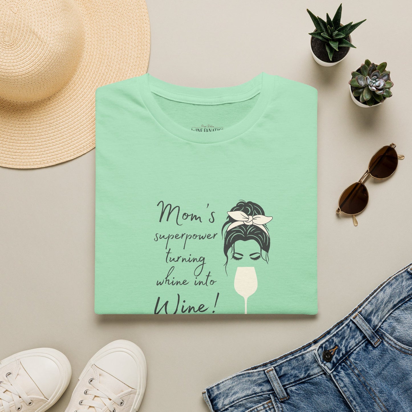 Mom's superpower, turning whine into Wine! Crewneck Tee