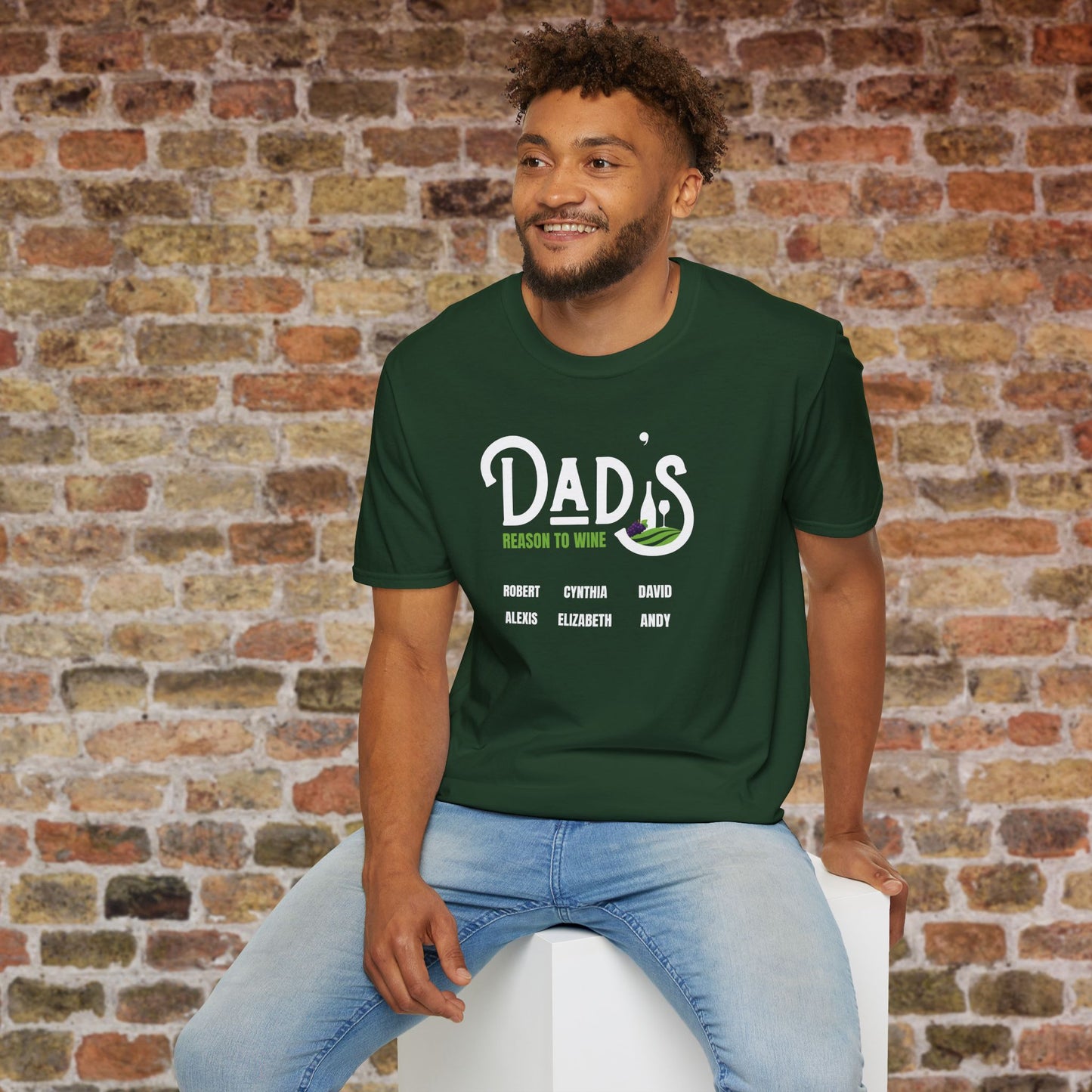 Dad's Reason To Wine Personalized Crew Neck T-Shirt