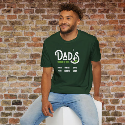 Dad's Reason To Wine Personalized Crew Neck T-Shirt